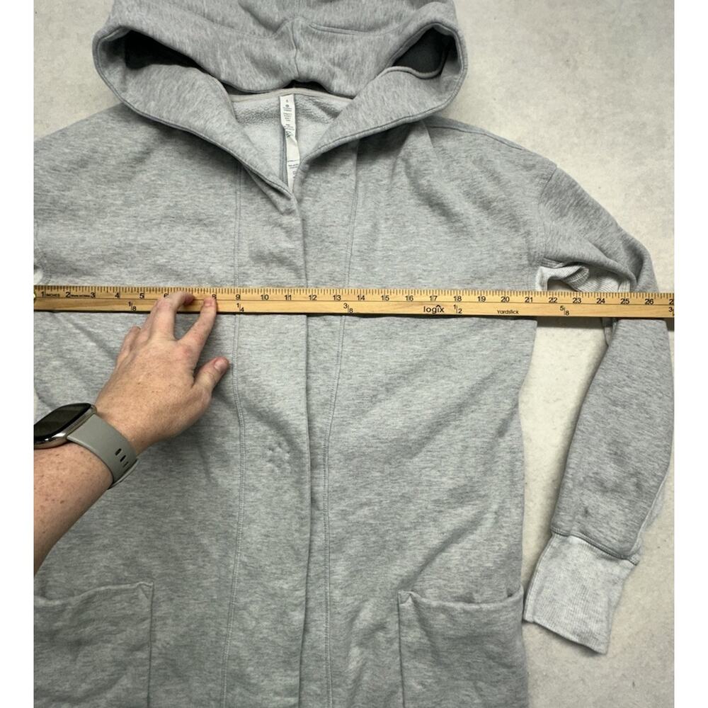 Lululemon Karmacollected Wrap Womens 6 Heather Gray Longline Hooded Sweatshirt - Picture 8 of 13